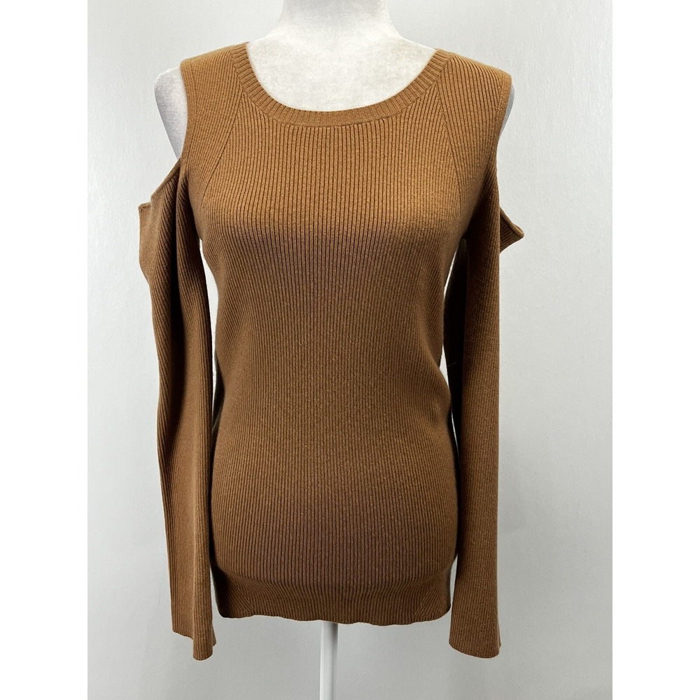 NEW! Bcbg Max Azria Cold Shoulder Ribbed Sweater Womens L Wool Cashmere Y2K